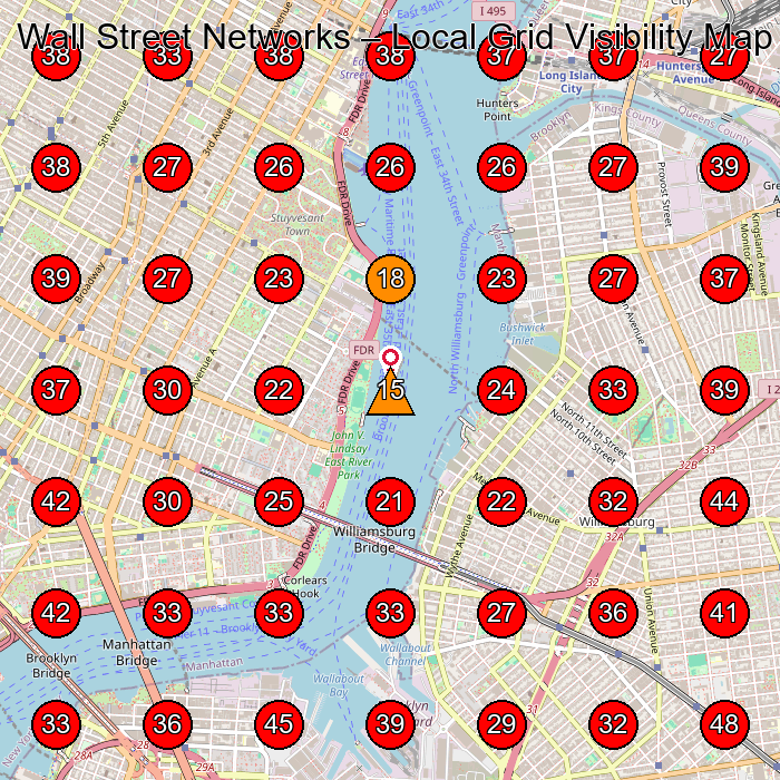 Wall Street Networks GeoGrid visibility map for Lighting Store in New York